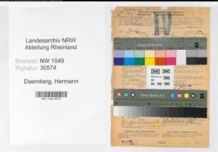 Entnazifizierung Hermann Daemberg , geb. 02.09.1889 (Postsekretaer)