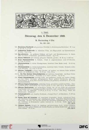 I. Tag: Dienstag, den 6. Dezember 1910. B. Nachmittag 4 Uhr (Nr. 166-282)