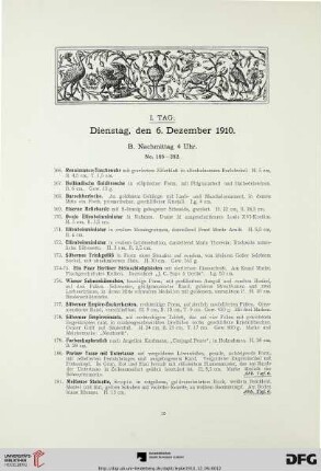 I. Tag: Dienstag, den 6. Dezember 1910. B. Nachmittag 4 Uhr (Nr. 166-282)