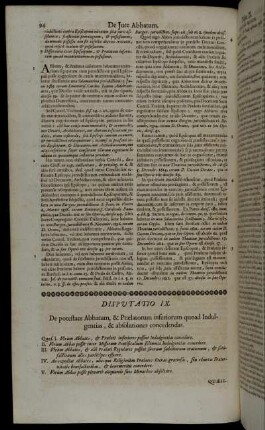 Disputatio IX. De potestate Abbatum, & Prælatorum inferiorum quoad Indulgentias, & absolutiones concedendas.