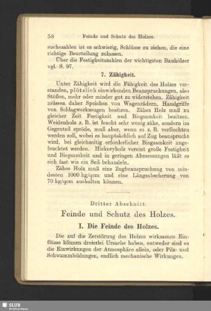 Dritter Abschnitt. Feinde und Schutz des Holzes