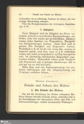 Dritter Abschnitt. Feinde und Schutz des Holzes