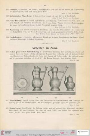Arbeiten in Zinn (Nr. 616 - 623)