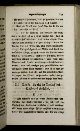 III. Zufälle, die sich im Verlauf des Kindbettes einstellen.