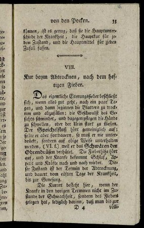 VIII. Kur beym Abtrocknen, nach dem heftigen Fieber.