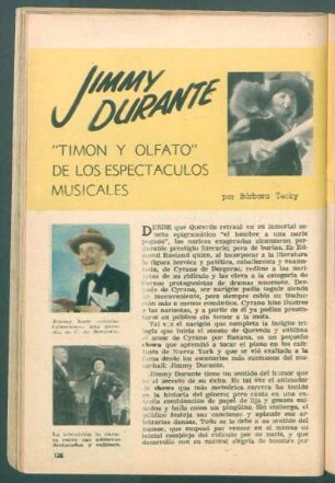 Jimmy Durante - "timón y olfato" de los espectáculos musicales