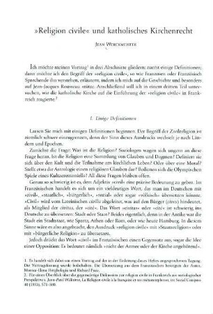 128-134 "Religion civile" und katholisches Kirchenrecht
