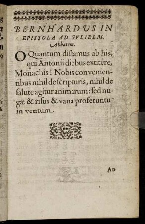 Bernhardus In Epistola Ad Gulielm. Abbatem.