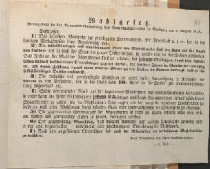 Wahlgesetz.