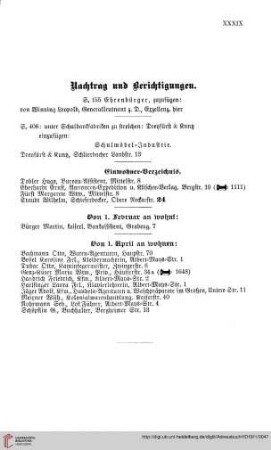 Nachtrag und Berichtigungen