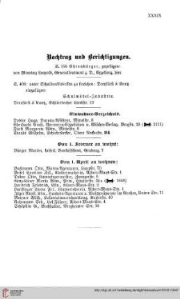 Nachtrag und Berichtigungen