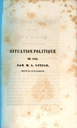 Situation politique de 1848