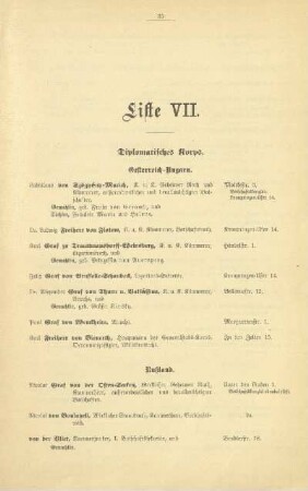 Liste VII. Diplomatisches Korps