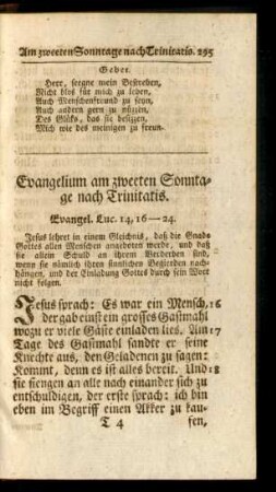 Evangelium am zweeten Sonntage nach Trinitatis