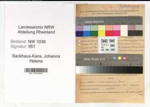 Entnazifizierung Johanna Helena Backhaus-Kans , geb. 31.10.1904 ()