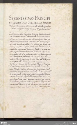 [Vorrede mit Widmung an Kurfürst Christian I. von Sachsen.]