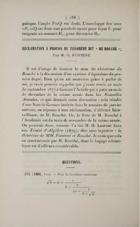 Réclamation à propos du thèorème dit « de Rouché ».