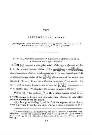 Paper XXIV. Arithmetical Notes.