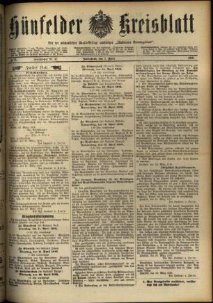 Zweite Ausgabe vom Samstag, den 01. April 1916.