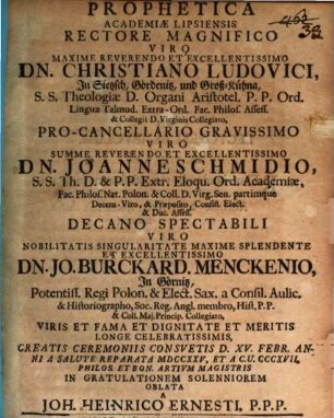 Prophetica academiae Lipsiensis