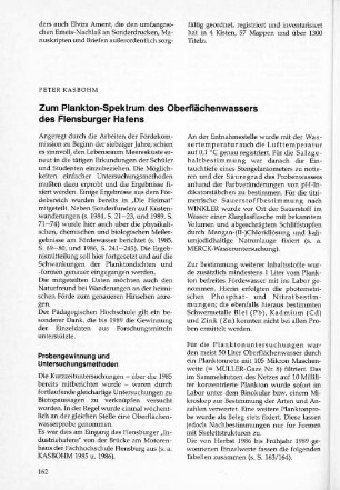 Zum Plankton-Spektrum des Oberflächenwassers des Flensburger Hafens