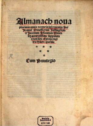 Almanach nova plurimis annis 1513 - 1531
