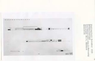 Bahnhofsanlage (Diplomarbeit bei Kurt Dübbers): Ansichten von Norden, Süden, Osten und Westen 1:200