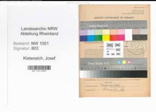 Entnazifizierung Josef Kisteneich , geb. 13.03.1905 (Lehrer)