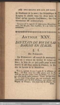 Article XXV. Des Etats Du Roi De Sardaigne En Italie