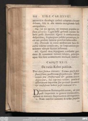 Caput XXIX. De variis Rebus publicis.