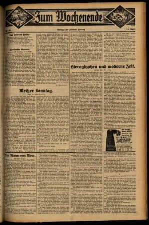 Zweite Ausgabe vom Sonntag, den 12. April 1931.