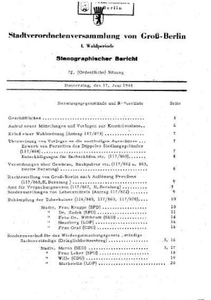 Nr. 72, 17. Juni 1948, Ordentliche Sitzung