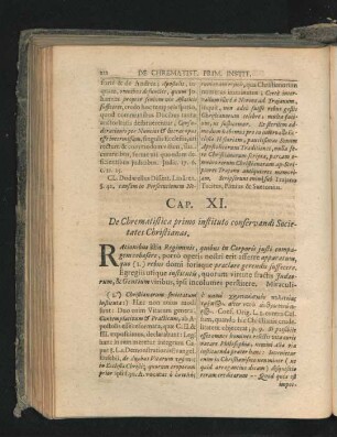 Cap. XI. De Chrematistica primo instituto conservandi Societates Christianas.