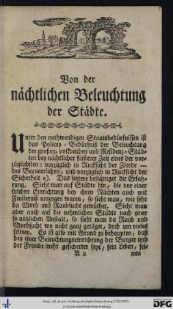 Von der nächtlichen Beleuchtung der Städte.