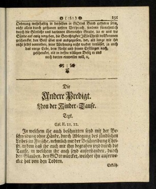 191-207, Die andere Predigt. Von der Kinder-Taufe.