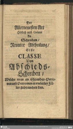 Der Allerneuesten Art Höflich und Galant zu Schreiben - [Neunte Abtheilung]