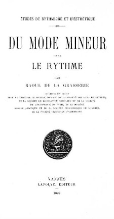 Études de rythmique et d'esthétique: Du mode mineur dans le rythme