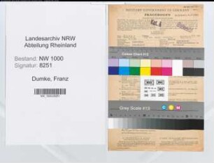 Entnazifizierung Franz Dumke, geb. 06.01.1899 (Vertreter)