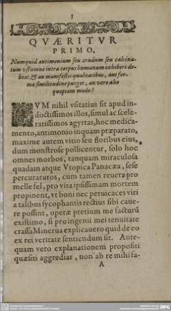 Quaeritur Primo.