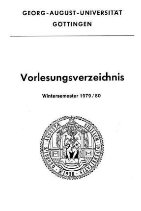 WS 1979/80: Vorlesungsverzeichnis