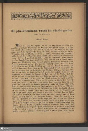 Die gesundheitsschädlichen Einflüsse des Schneidergewerbes