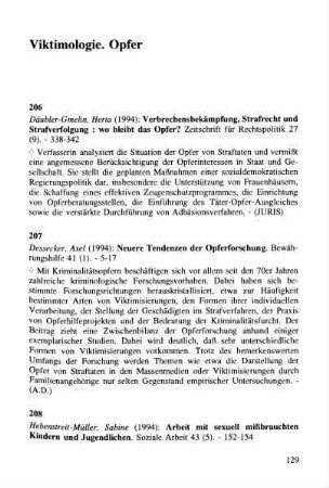129-134, Viktimologie. Opfer