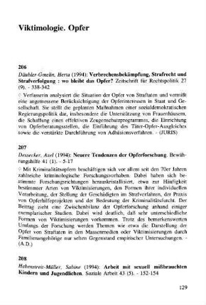 129-134, Viktimologie. Opfer