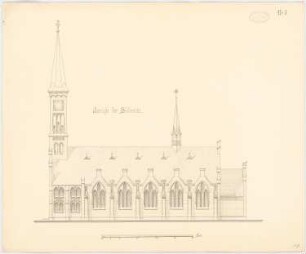 Kirche mit 400 Sitzplätzen: Aufriss Südseite