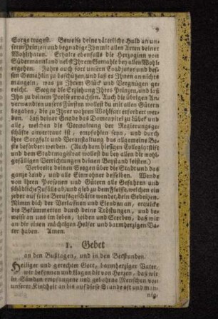 1. Gebet an den Bußtagen, und in den Betstunden.
