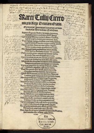 M. Tullii Ciceronis pro rege Deiotaro oratio