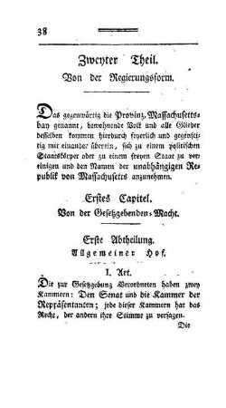 Erstes Capitel - Von der gesetzgebenden Macht
