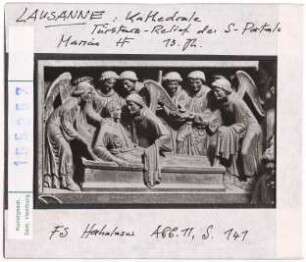 Lausanne: Kathedrale, Südportal, Türsturzrelief, Maria Himmelfahrt