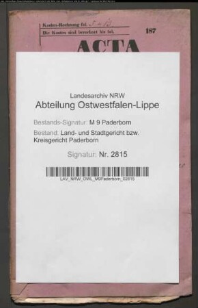 Erblasser: Klaren, Caspar; Erblasser: Klaren, Friederike Johanne Christine, geb. Krekeler: