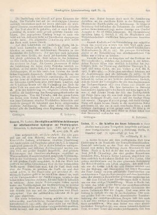 672-676 [Rezension] Soden, Hermann Freiherr von, Die Schriften des Neuen Testaments in ihrer ältesten erreichbaren Textgestalt hergestellt auf Grund ihrer Textgeschichte. Band I, 3. Abteilung